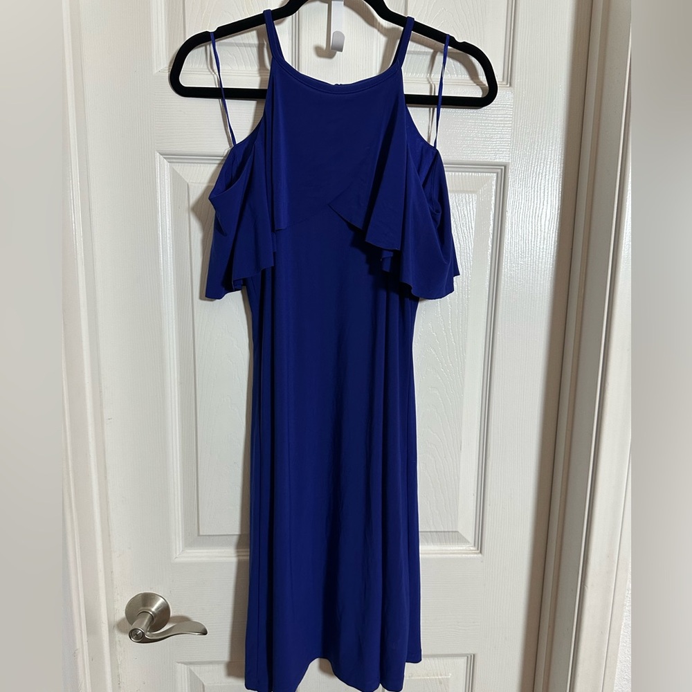 R & M Richards Strapless Dress in Deep Blue